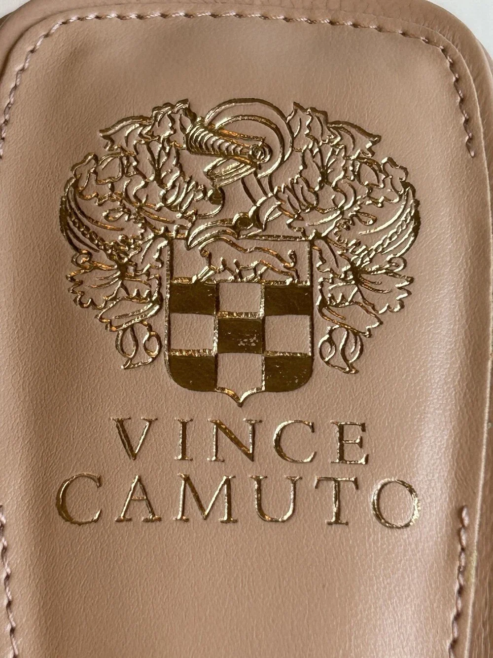 Vince Camuto Womens Shoes Size 9.5 Beige Mule Block Heel Square Toe Pale Peony